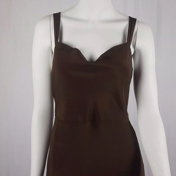 J. Crew Size 4 Brown Silk Tricotine Robin Short Dress Formal Crisscross Straps - Picture 3 of 10